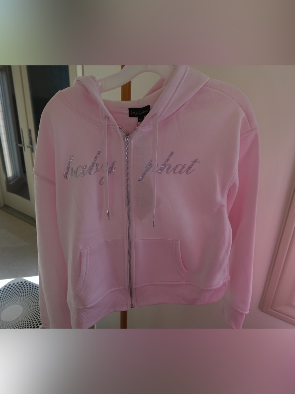 Baby Phat Y2K revival Light Pink McBling Logo Zip Hoodie